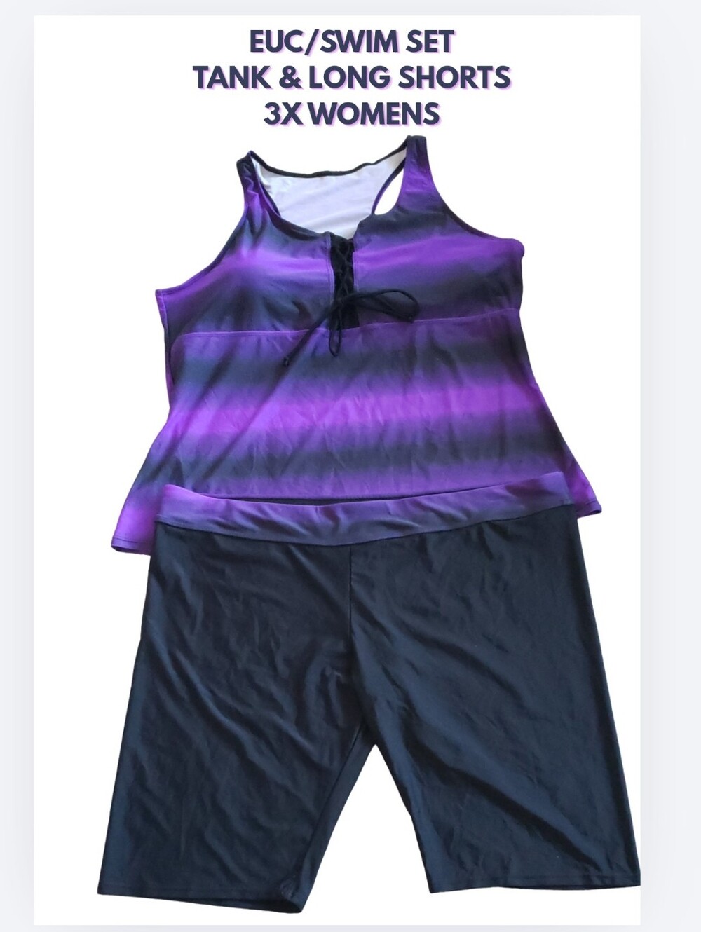 EUC/Women’s Dk Purple Ombre 2-Piece Tankini w/ Long Shorts  3x